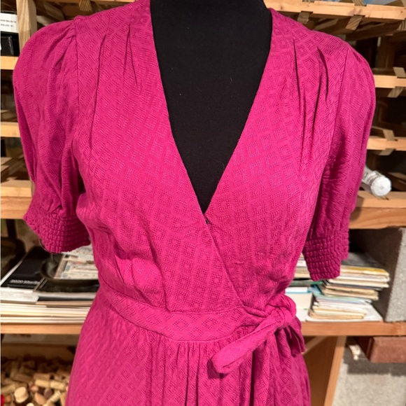 Maeve Fuchsia Wrap Midi Dress - Picture 2 of 6